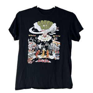 Green Day Shirt Mens Medium Black Dookie Album Art Punk Rock Band Tee Graphic